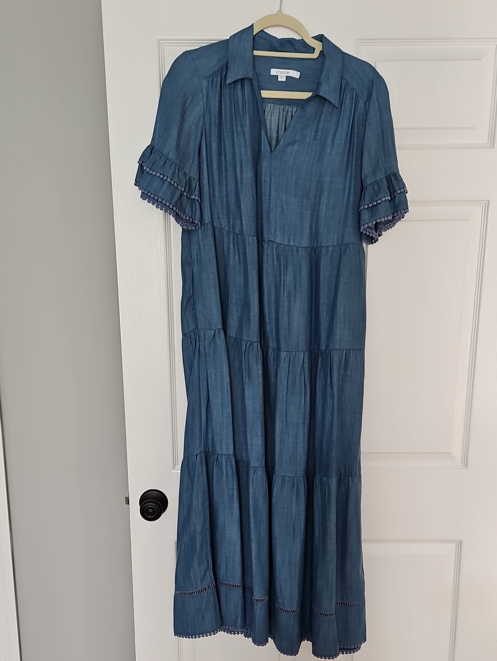 Chico's Indigo Blue Tiered Maxi Dress